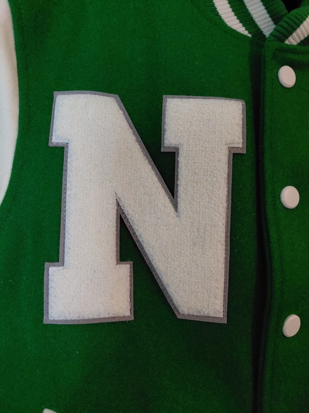 NWT Southern Gents Varsity Jacket Green White Wool Streetwear Size 34 - Picture 10 of 16